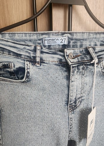 m Beden mavi Renk Taşlı kot pantalon