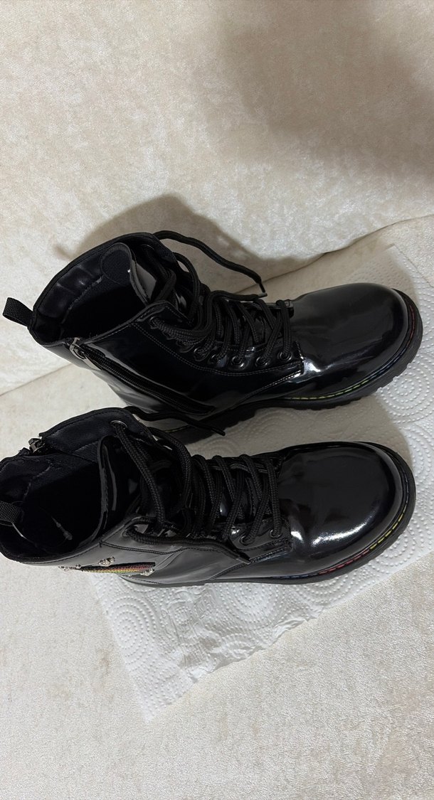 Çocuk Kızlar Parlak SiyahBot - Görsel 2