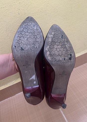 40 Beden bordo Renk Bordo Tokalı Stiletto Kadın Ayakkabı