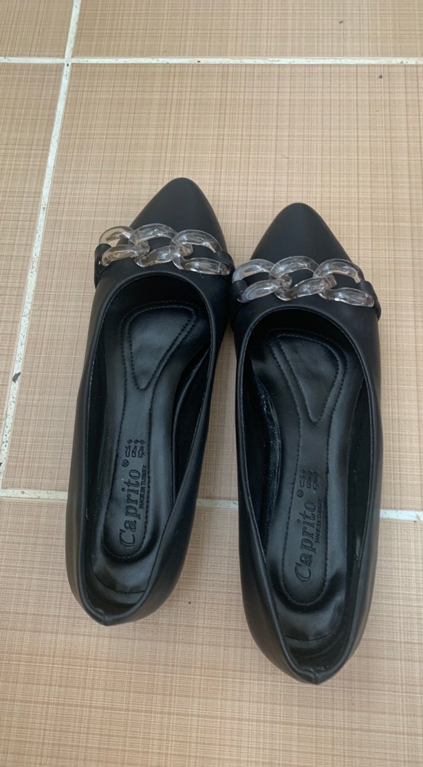 Klasik Siyah Zincir Detaylı Kadın Topuklu Babet - Görsel 3