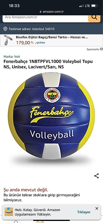 s Beden Fenerbahçe lisanslı voleybol topu