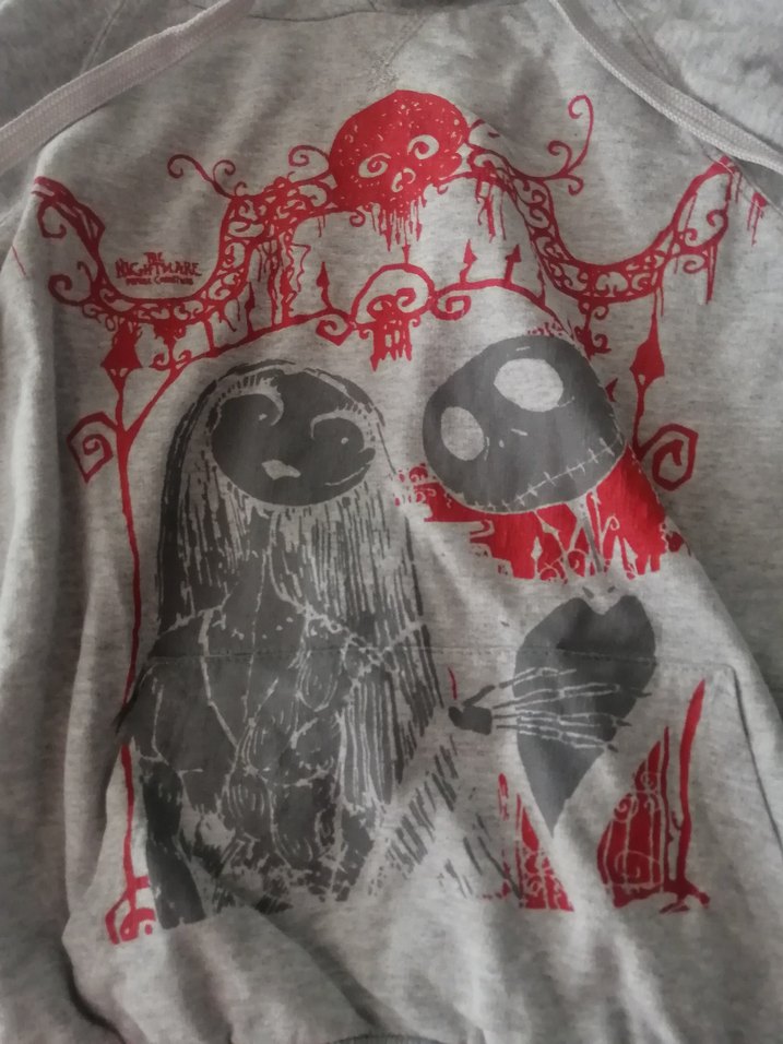 Gri Kapüşonlu Baskılı Sweatshirt nightmare before Christmas - Görsel 2