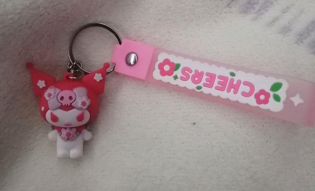 Pembe Püsküllü Rock Punk Anahtarlık Kuromi - Görsel 3