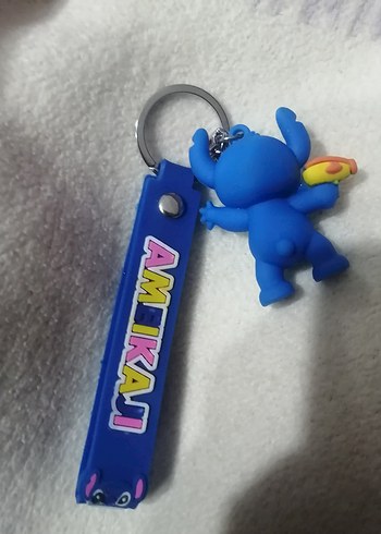 Renkli Mavi Püsküllü Rock Punk Anahtarlık Stitch - Görsel 2