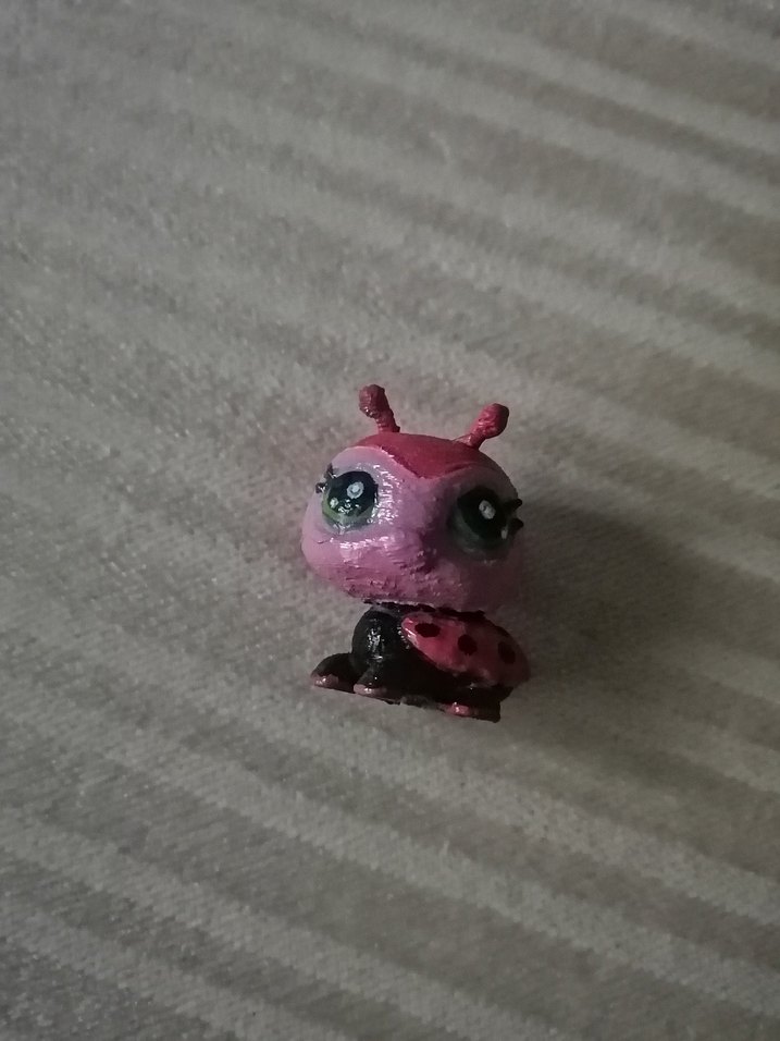 Pastel Pembe Uğur Böceği Figürü lps custom - Görsel 3