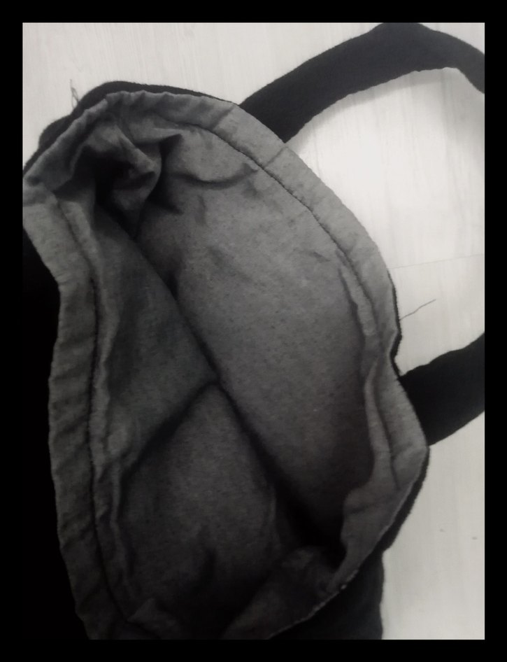 Siyah Elma çizimli bez çanta - Görsel 2