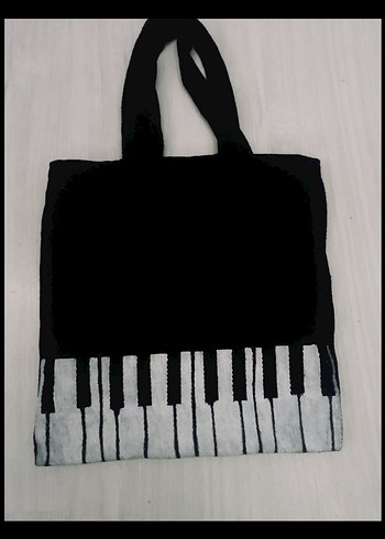 Siyah piyano Baskılı Kadın omuz Çantası - Görsel 2