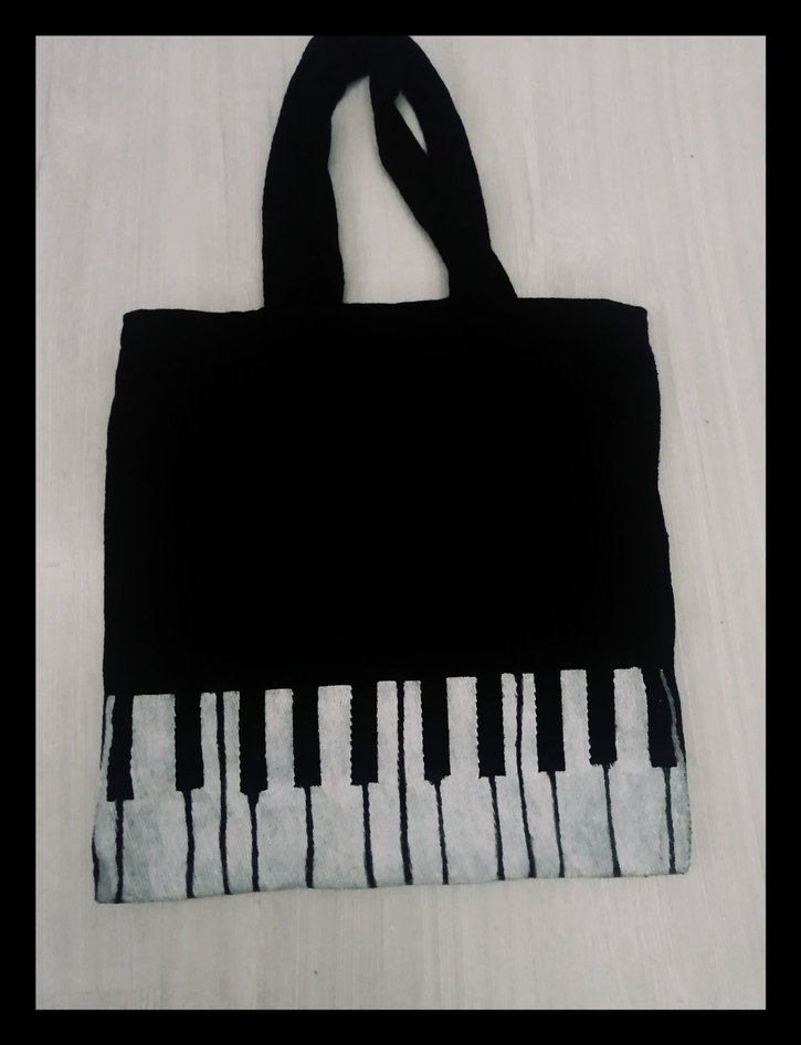 Siyah piyano Baskılı Kadın  omuz Çantası - Görsel 2