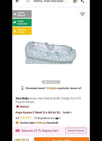 Sevi Bebe Bebek reflü yatagi 