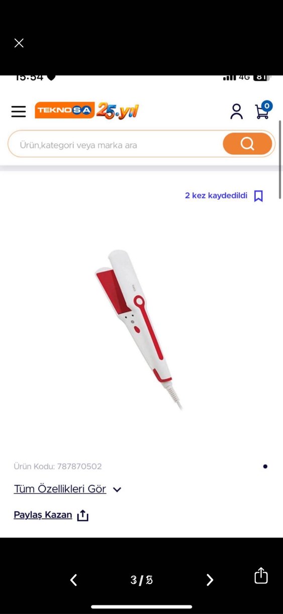 RAKS Elsa Beyaz Saç Düzleştirici. Hiç Kullanılmadı Paketli - Görsel 3