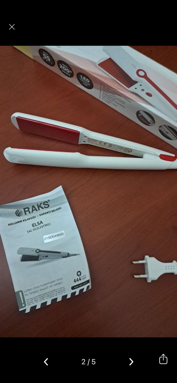 RAKS Elsa Beyaz Saç Düzleştirici. Hiç Kullanılmadı Paketli - Görsel 2