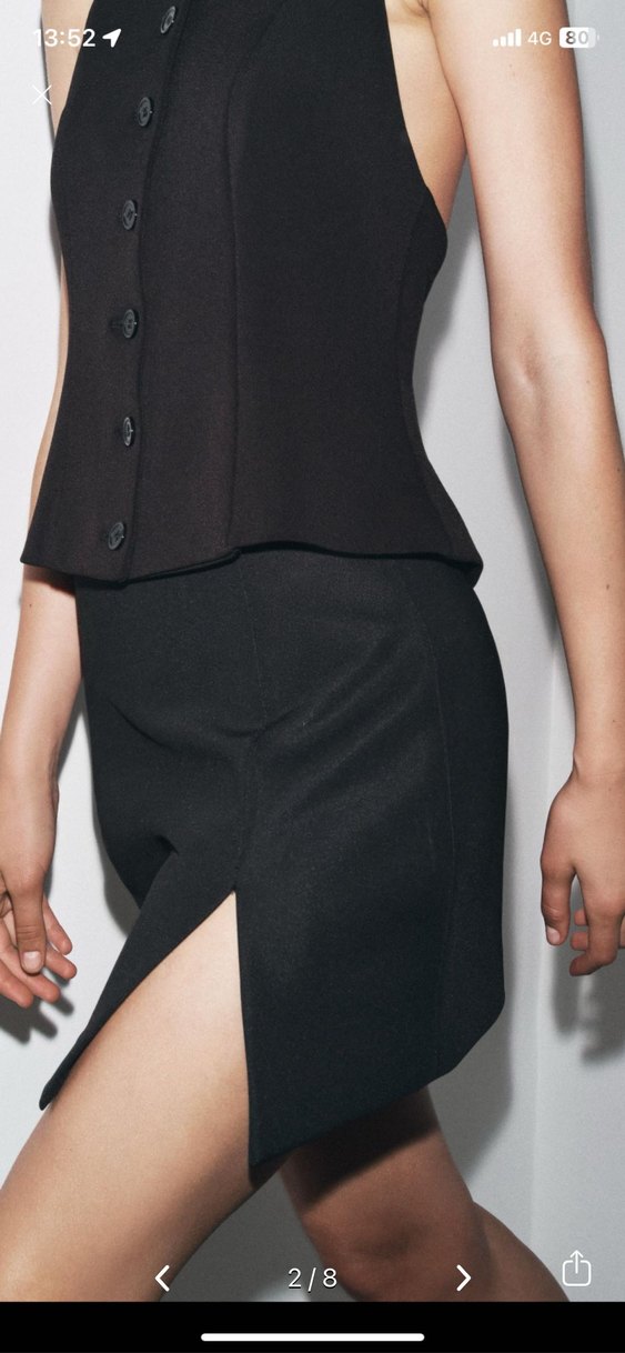 Zara Siyah Mini Etek Yırtmaçlı - Görsel 2