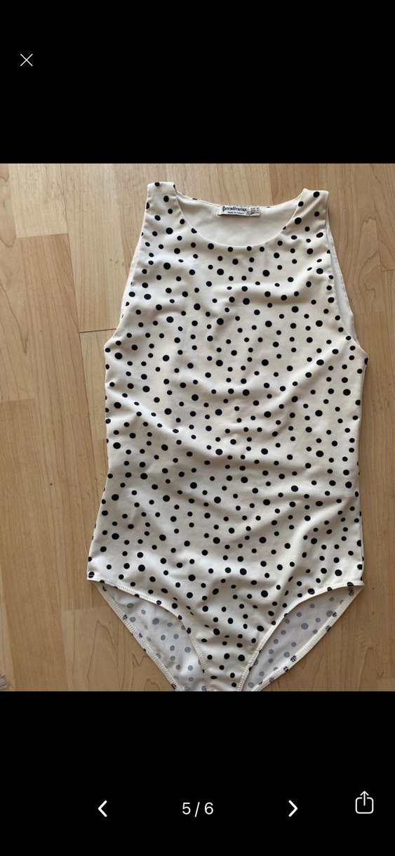 Stradivarius Beyaz Puantiyeli Kadın Body - Görsel 4