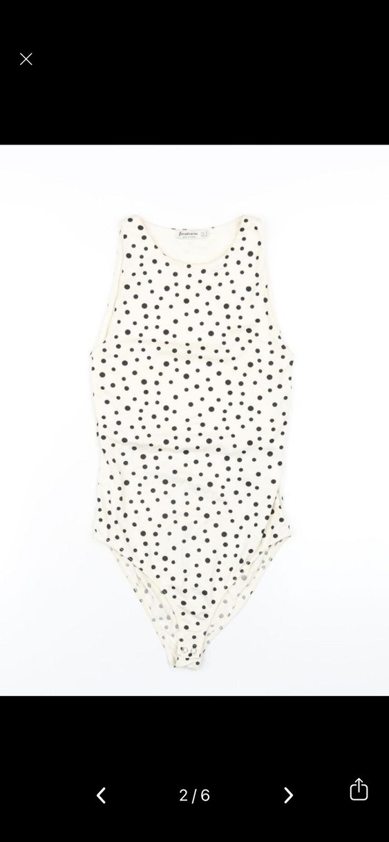 Stradivarius Beyaz Puantiyeli Kadın Body - Görsel 2