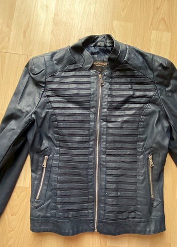 Lacivert Deri Ceket - Görsel 5