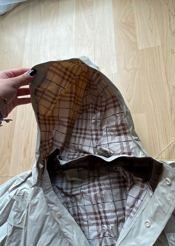 Kadın Bej Midi Kapüşonlu Rüzgarlık - Görsel 4