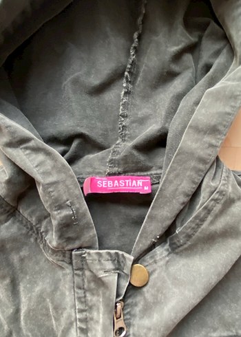 Gri Kapüşonlu Düğmeli Kadın Ceket Süet - Görsel 3