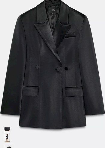 Zara Saten Yüzeyli Düğmeli Blazer - Görsel 6
