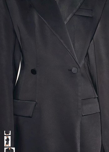 Zara Saten Yüzeyli Düğmeli Blazer - Görsel 4