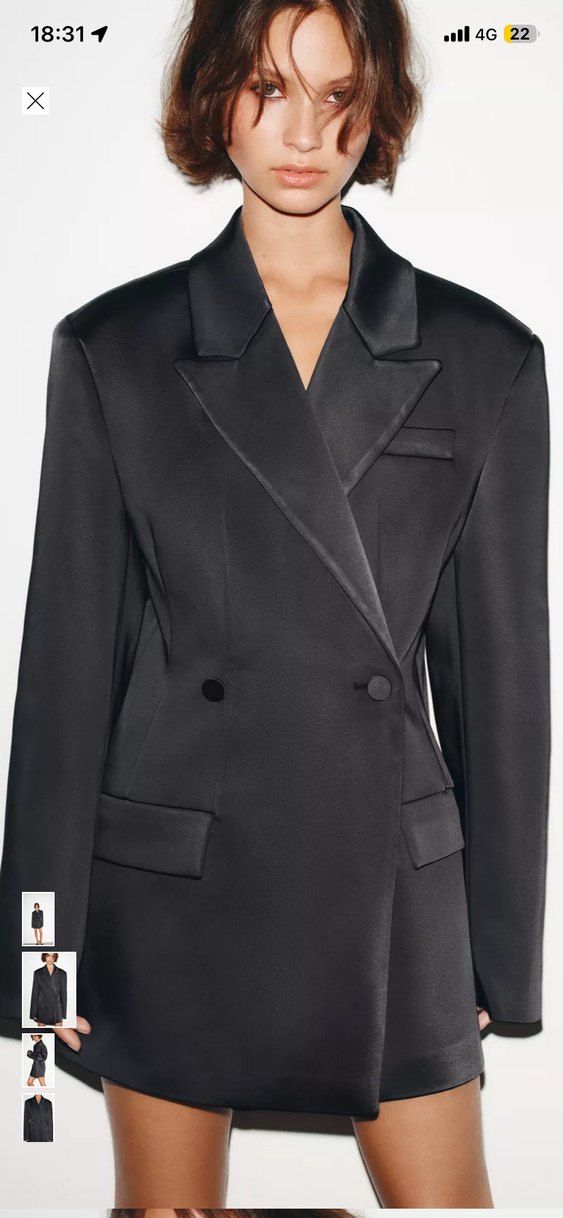 Zara Saten Yüzeyli Düğmeli Blazer - Görsel 2