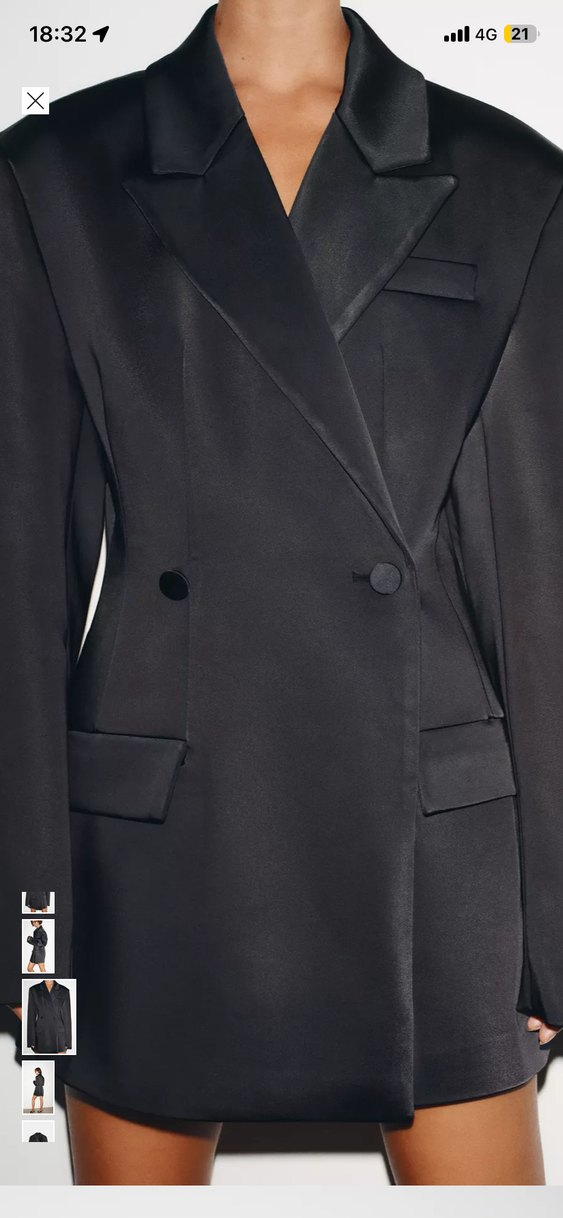 Zara Saten Yüzeyli Düğmeli Blazer - Görsel 4