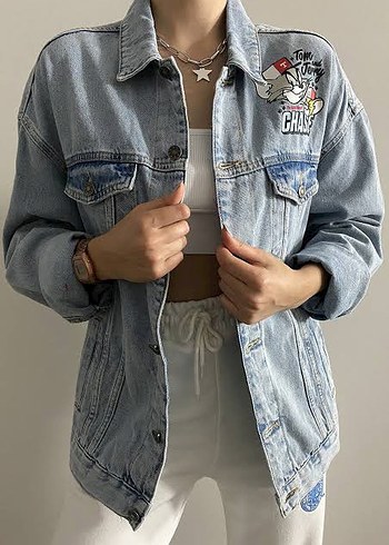 Zara Tom&Jerry Baskılı Kadın Denim Ceket