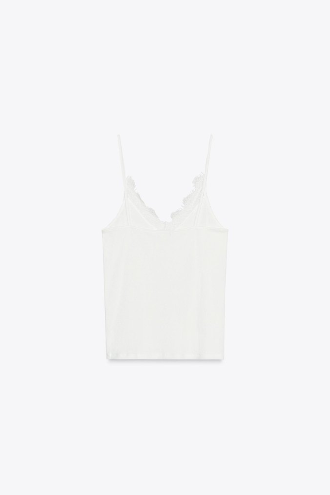 Dantelli Beyaz V Yaka Kadın Atlet - Görsel 3