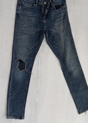 Gri Yırtık Detaylı erkek Denim Pantolon