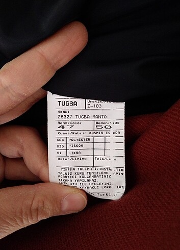 52 Beden Tuğba ince kaşe kaban