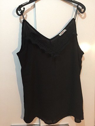 Siyah önü dantelli askılı, XL beden