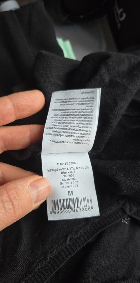 #silk&cashmere V Yaka Siyah Kısa Kollu Kadın Kazak - Görsel 5