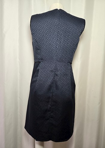 #yargıcı lacivert Pilili Midi Ofis Elbisesi - Görsel 2