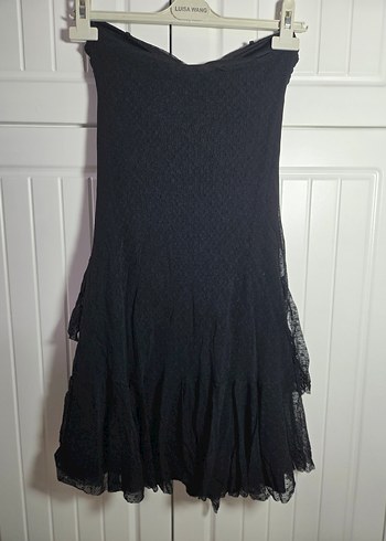 #pologarage Siyah Straplez Fırfırlı tül Abiye Elbise - Görsel 2