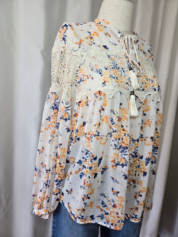 Dantel Detaylı Bohem Uzun Kollu Bluz - Görsel 2