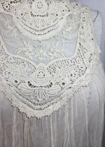 # zara Dantelli Bej Kolsuz Bohem Bluz - Görsel 2