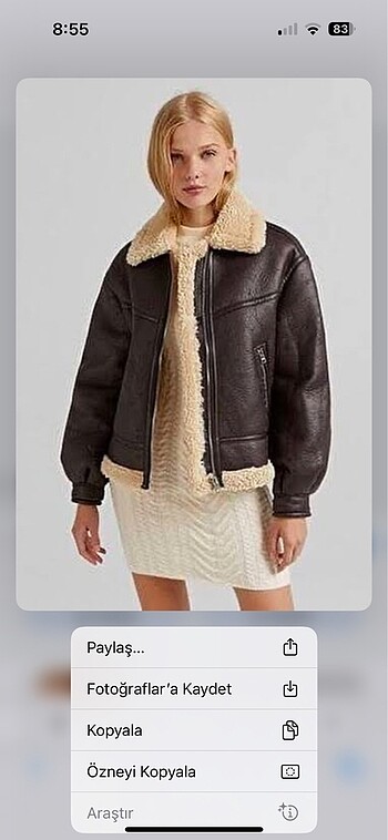 Bershka Biker Kahverengi Mont