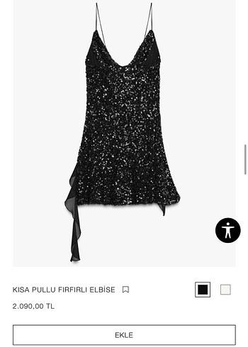 xs Beden Siyah Mini Pul İşlemeli Straplez Elbise