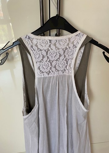 Dantel Detaylı Beyaz Midi Keten Elbise - Görsel 4