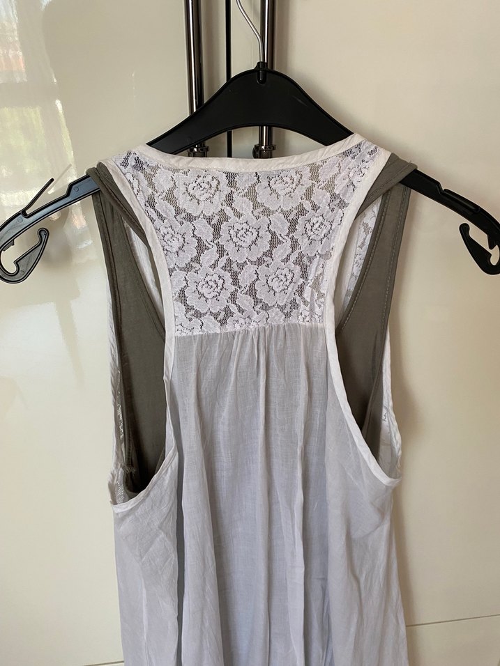 Dantel Detaylı Beyaz Midi Keten Elbise - Görsel 4