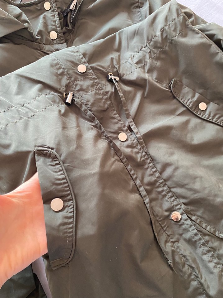 Düğmeli Uzun Kadın #yağmurluk - Haki - Görsel 5