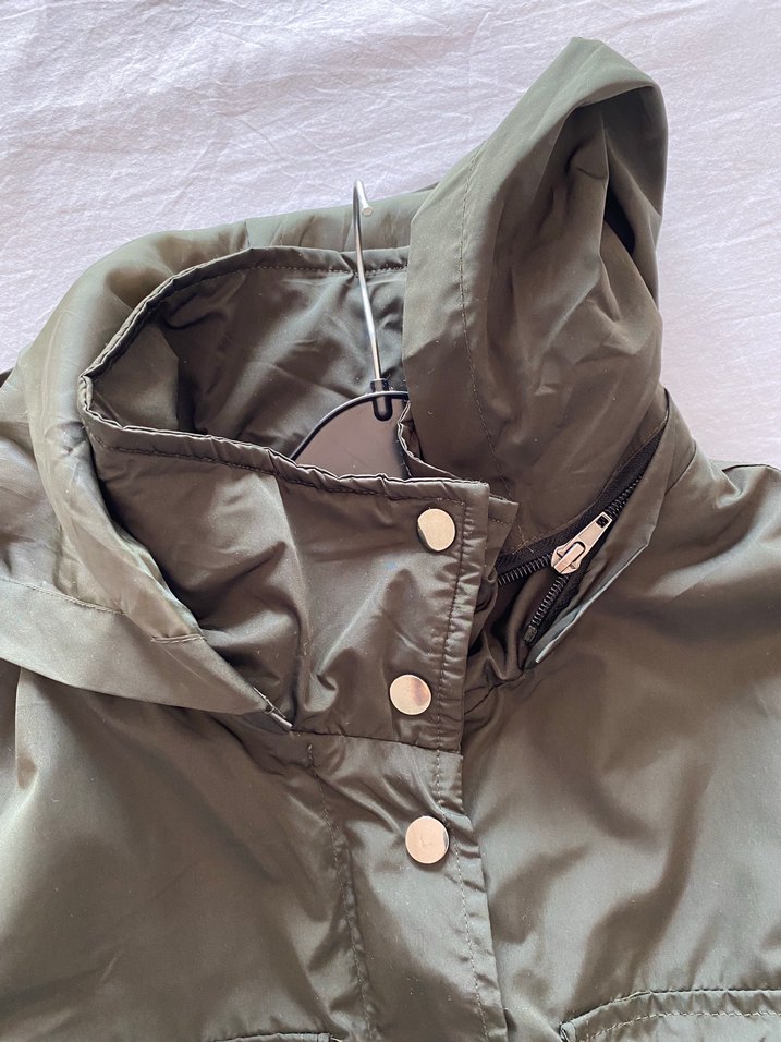 Düğmeli Uzun Kadın #yağmurluk - Haki - Görsel 4