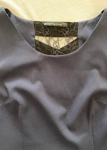 38 Beden Kolsuz V Yaka Lacivert Midi #peplum #elbise