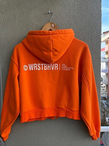 l Beden turuncu Renk Crop hırka