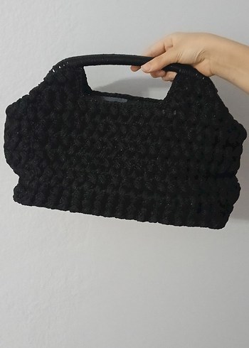 Siyah Örgü Kadın Çanta - Görsel 5
