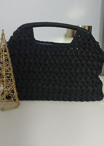 Siyah Örgü Kadın Çanta - Görsel 2