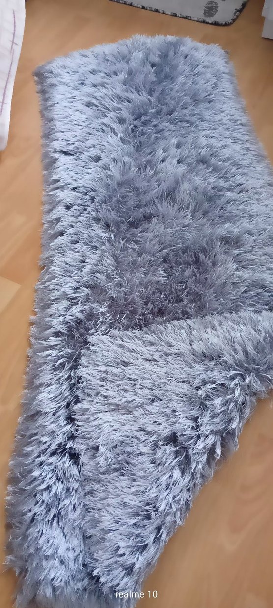 Gri Modern Düz Peluş Halı - Görsel 2