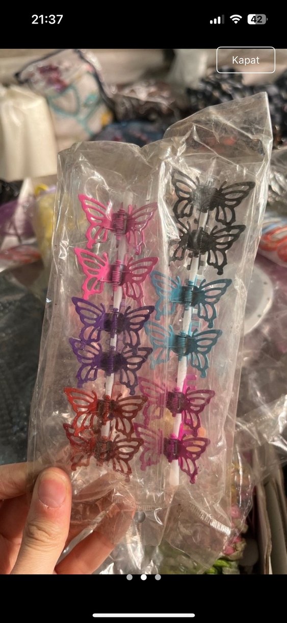 Renkli Boncuklu Kelebek Toka Seti - Görsel 2