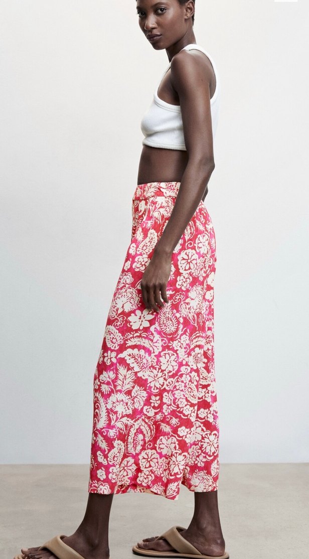 Çiçek Desenli Culotte Pantolon - Görsel 5