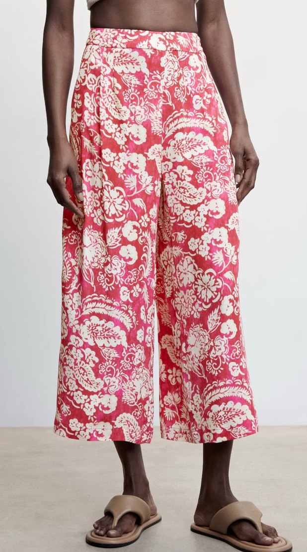 Çiçek Desenli Culotte Pantolon - Görsel 4