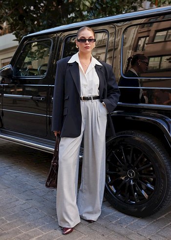 Gri Palazzo Pantolon - Görsel 2